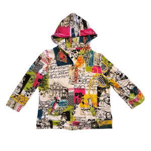 Onque Casuals Italy Hippie Hoodie Jacket Womens M 3/4 Sleeves Zipper Venezia